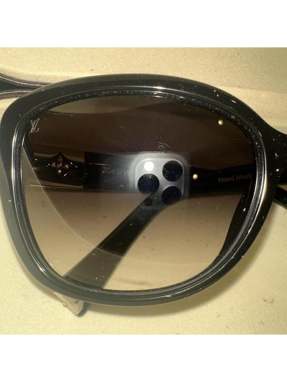 LOUIS VUITTON Black Speckle Acetate Frame Heather Strass Sunglasses Z0457W $700 - Picture 5 of 6